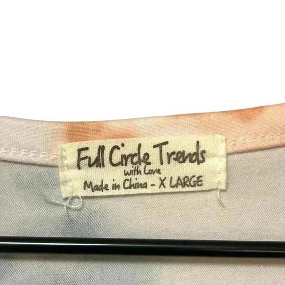 Full Circle Trends Knee Length Teal/Peach/White Tie Dye Rouched T-Shirt dress XL - Picture 4 of 14